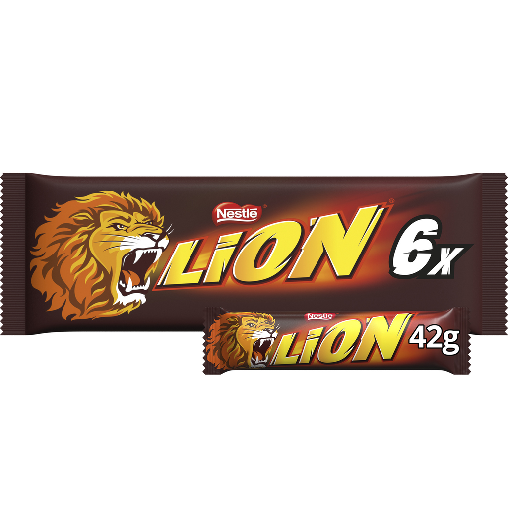 LION Barritas de chocolate con caramelo y cereales crujientes 6x42g