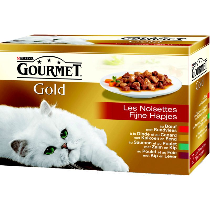Gourmet Pâtée Pour Chat Les Noisettes Viandes : 12 Boites De 85 G