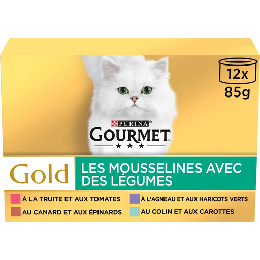 [7613033047688] GOURMET Gold Mousselines Fish and Meat with Vegetables 12 x 85 g