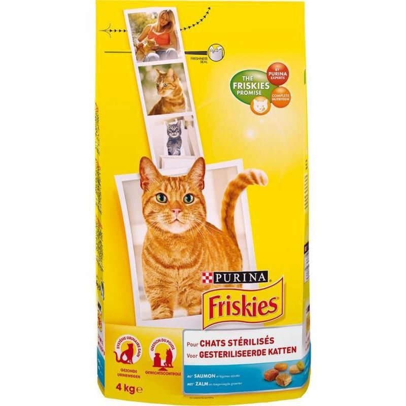 Friskies Croquettes Pour Chat Saumon Et Légumes, Chats Stérilisés : Le Sac De 4 Kg