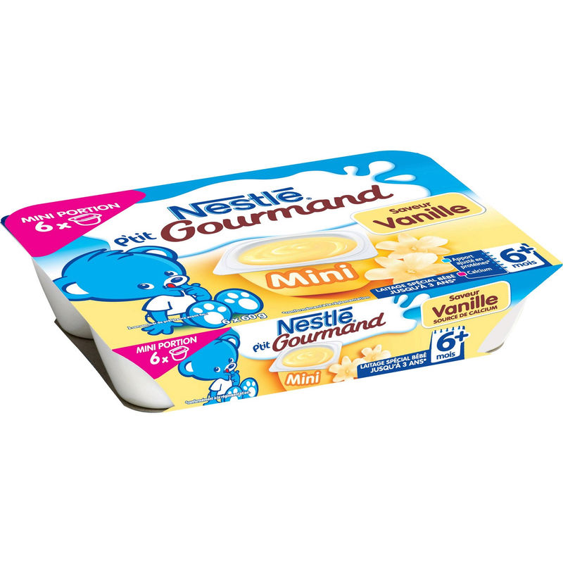 [7613033478215] Nestlé Desserts Bébé 6 Mois P'Tit Gourmand Mini Douceur Vanille : 6 Pots De 60 G