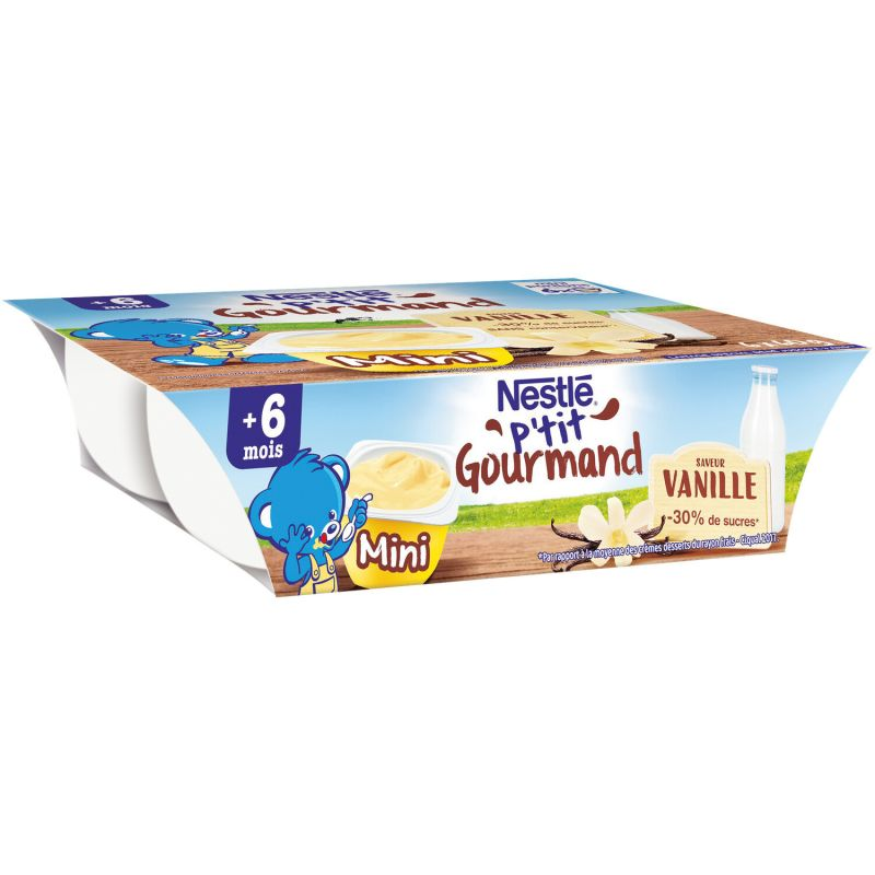 [7613033478215] Nestlé Desserts Bébé 6 Mois P'Tit Gourmand Mini Douceur Vanille : 6 Pots De 60 G