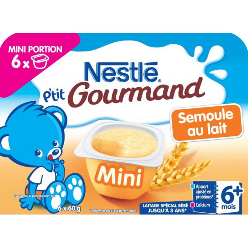 Nestlé P'tit Gourmand Mini Semoule Au Lait 6X60G