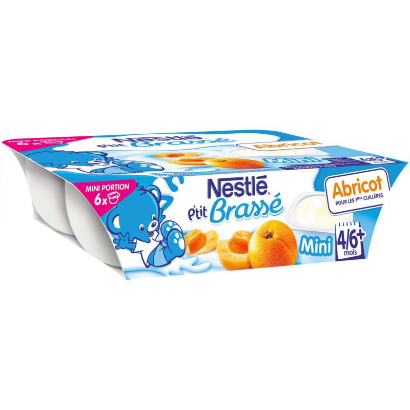 Nestlé P'Tit Brassé Desserts Bébé 4/6 Mois, Abricot : Les 6 Pots De 60 G
