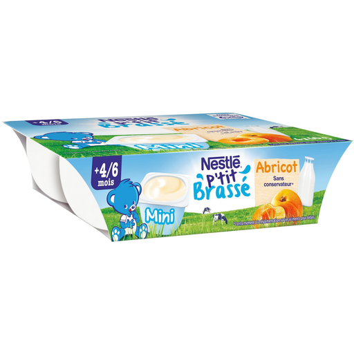 [7613033555114] NESTLE P'TIT BRASSE Desserts bébé abricot 6 pots de 60 g
