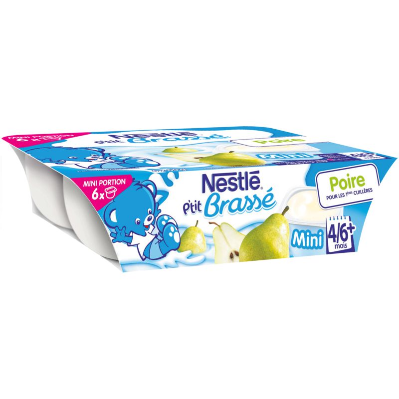 Nestlé P'Tit Brassé Desserts Bébé 4/6 Mois, Poire : Les 6 Pots De 60 G