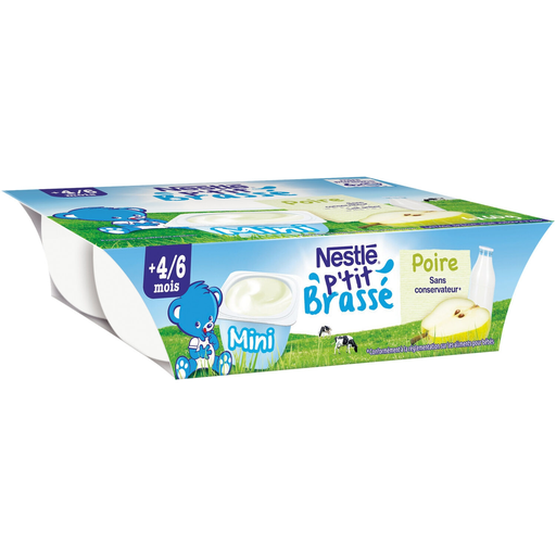 [7613033557569] NESTLE P'TIT BRASSE Desserts bébé poire 6 pots de 60 g