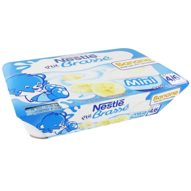 Nestlé P'Tit Brassé Desserts Bébé 4/6 Mois, Banane : Les 6 Pots De 60 G