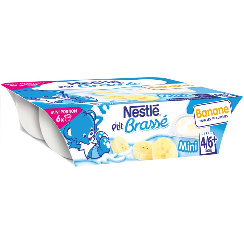 Nestlé P'Tit Brassé Desserts Bébé 4/6 Mois, Banane : Les 6 Pots De 60 G