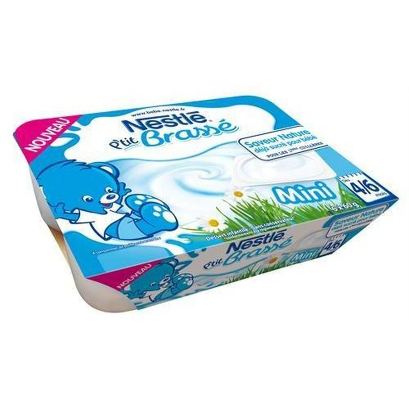 Nestlé P'Tit Brassé Desserts Bébé 4/6 Mois, Nature Sucré : Les 6 Pots De 60 G