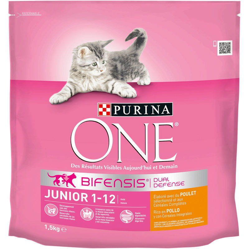 Purina One Dual Nature Croquettes Poulet Céréales Pour Chaton : Le Sac De 1,5 Kg