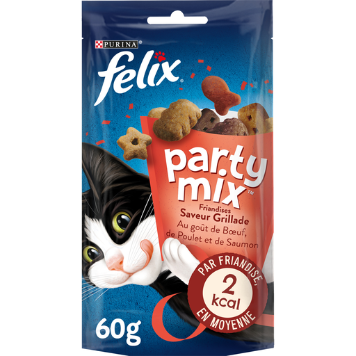 [7613033737091] FELIX Cat Treats Party Mix Grill Beef Chicken Salmon 60 g