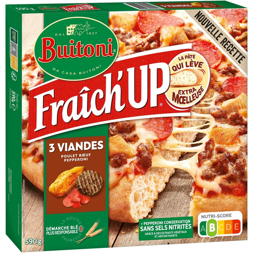 [7613033950124] BUITONI Pizza 3 Meats Fraich'Up 590 g