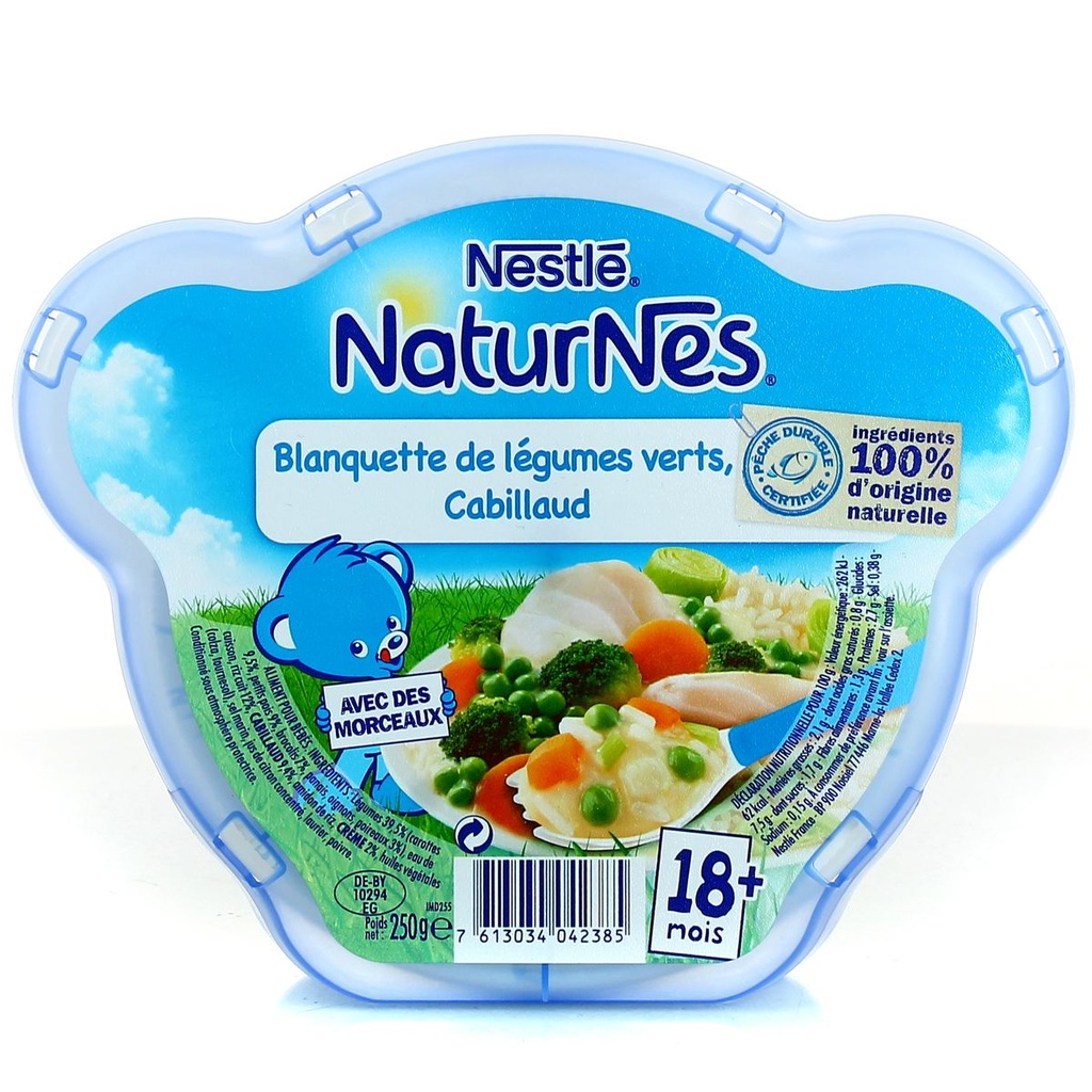 Nestle 250G Naturnes Blanquette Legumes/Cabil'Aud