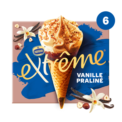 [7613034077943] EXTREME Vanilla Praline Ice Cream Cones 426 g