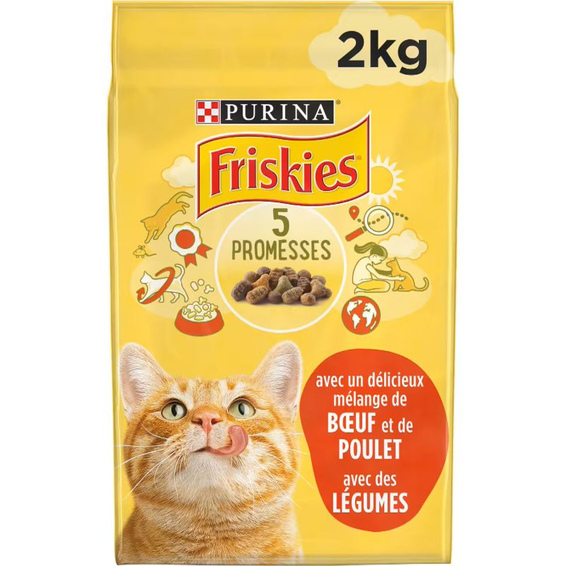 Friskies Croquettes Chats Au Boeuf/Poulet Et Légumes : Le Sac De 2 Kg