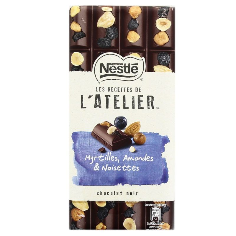 NESTLE Tablette Chocolat Atelier Noir Myrtille 195 g