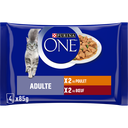 PURINA ONE Gato Adulto Frango, Vaca 4 saquetas frescura 340 g