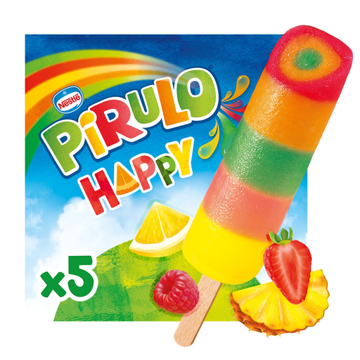 [7613034522146] PIRULO Helados de Agua Piña Naranja Fresa Frambuesa y Limón 5x70g