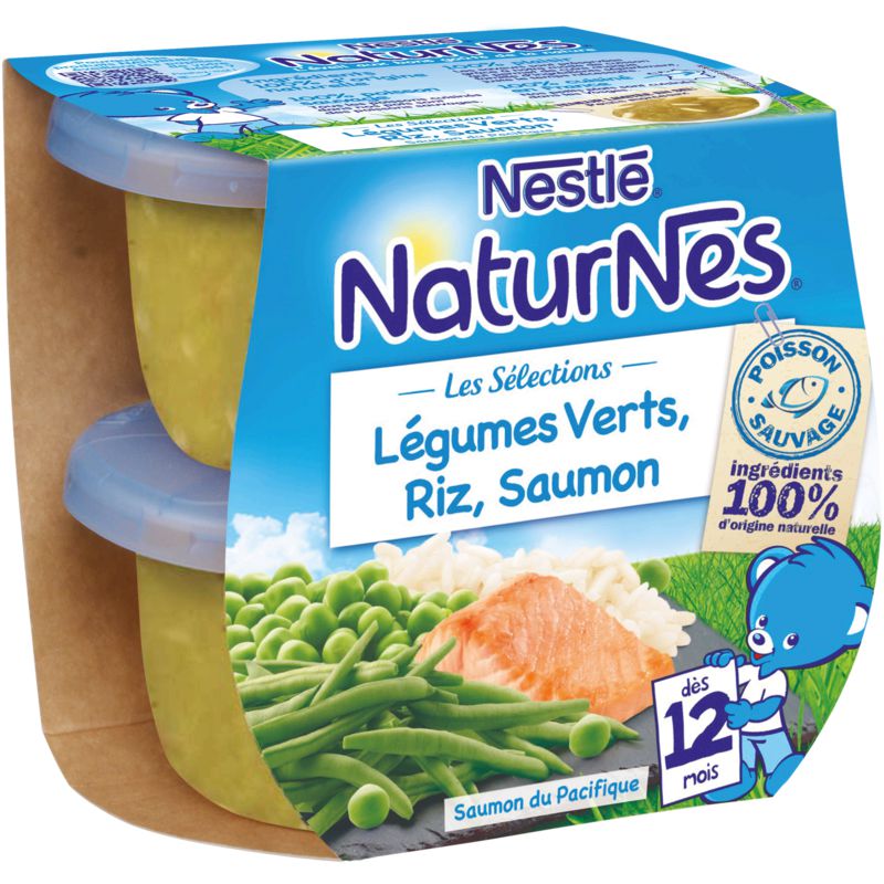 Nestle Pack 2X200G Naturnes Slcn Legumes Verts/Riz/Saumon