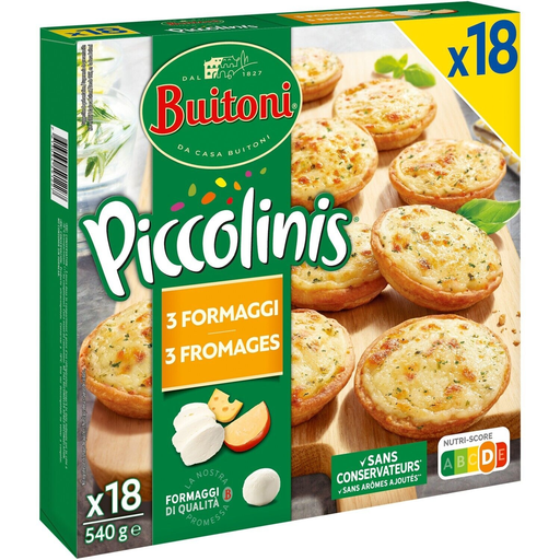 [7613034591227] BUITONI Mini pizzas 3 formaggi Piccolinis 18 x 30 g