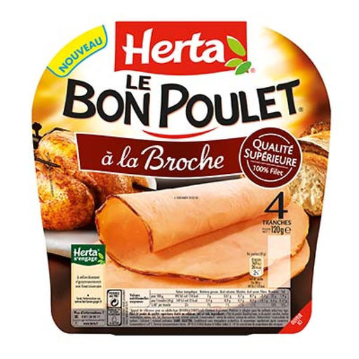 [7613034684905] HERTA Le Bon Poulet Broche 4 Slices 120 g