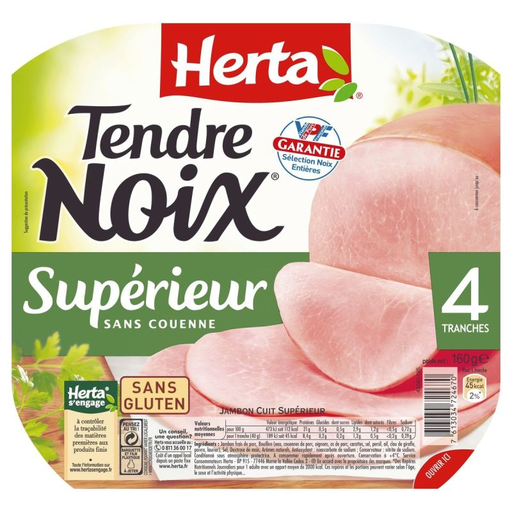 [7613034724670] HERTA Tender Ham Nut Without Rind 160 g