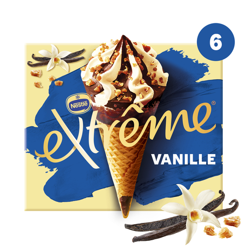 [7613034975386] EXTREME Helado L'Original Vainilla con Pepitas de Nougatine 6 conos 426 g