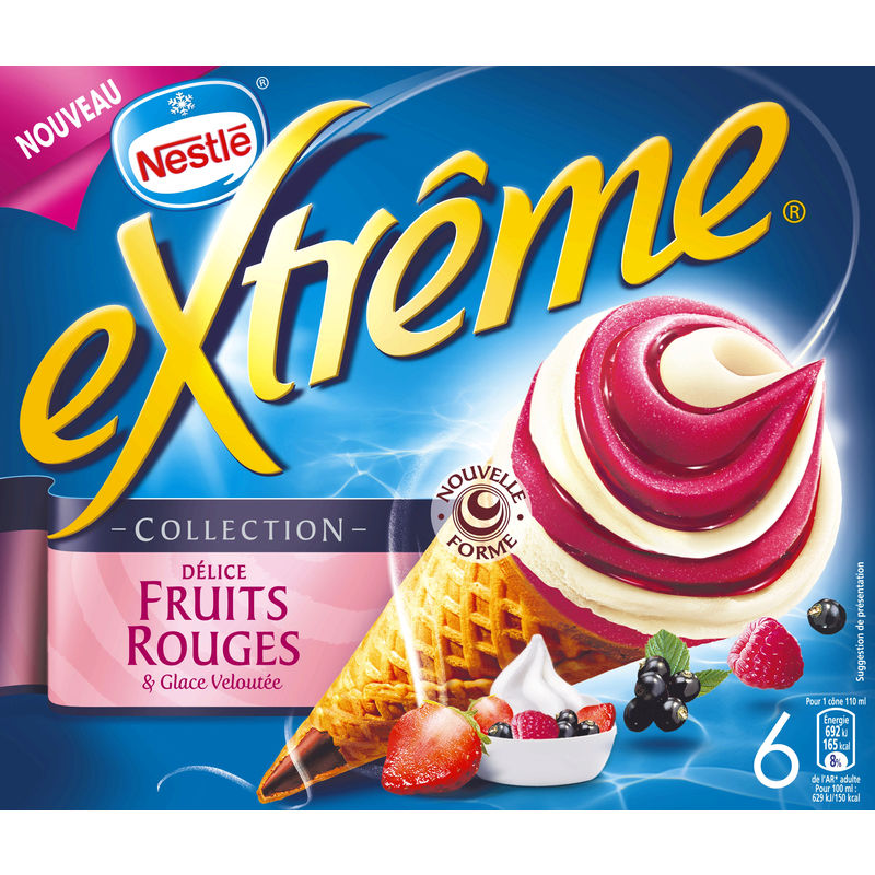 Nestle 720Ml 6 Cones Extreme Fruits Rouges 396G