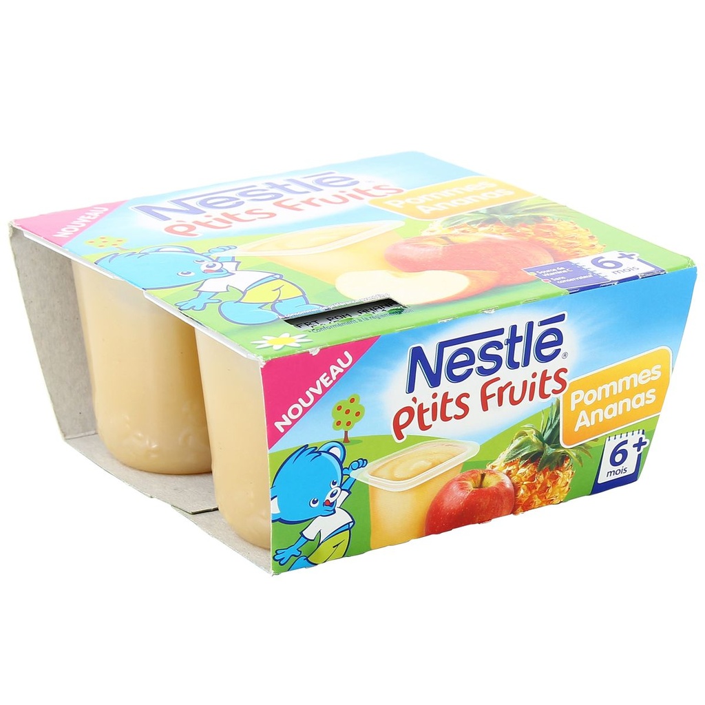 Nestle 4X100G Pti Frt Pom/Ananas Nest