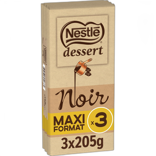 [7613035040762] NESTLE Chocolate negro para sobremesas 3 tabletes de 205 g