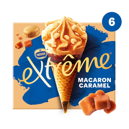 [7613035058910] EXTREME L'Original helado macaron caramelo punta de sal 6 conos de 66 g