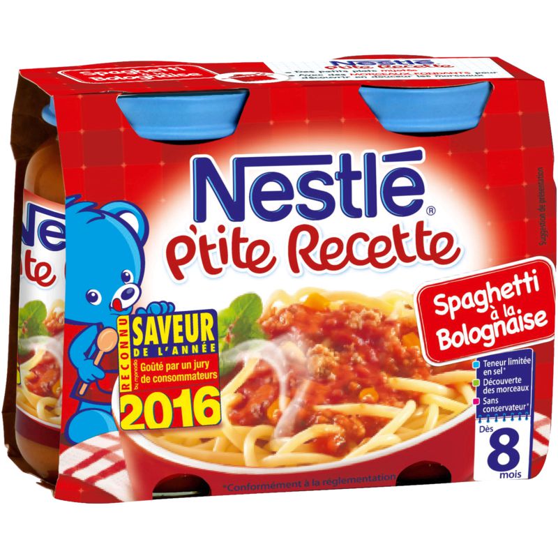 Nestle Pack 2X200G P'Tite Recette Spaghetti Bolognaise