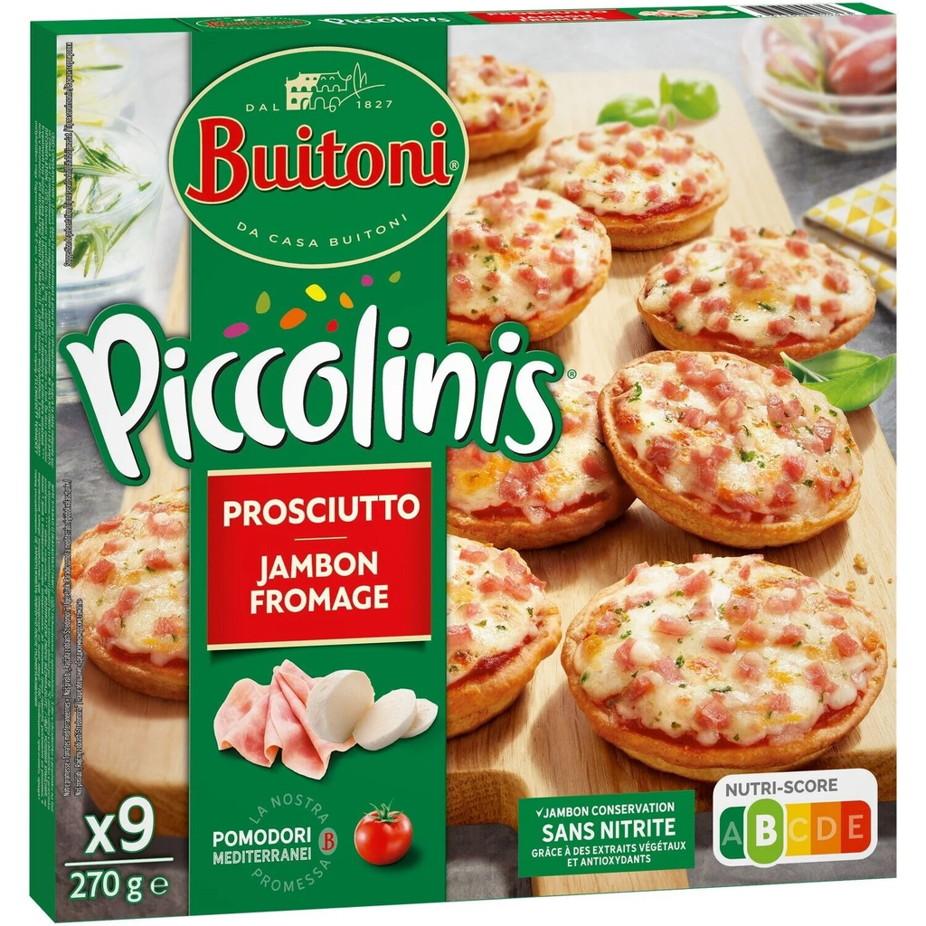 BUITONI Mini pizzas prosciutto Piccolinis 9x30g