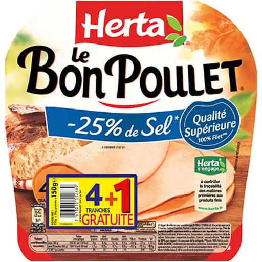 [7613035145191] HERTA Le Bon Poulet Chicken Fillet 120g