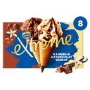 EXTREME Cones de gelado baunilha nougatine e chocolate 8 peças 544 g