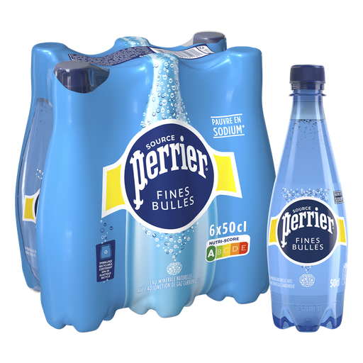 [7613035284784] PERRIER Natural Sparkling Mineral Water Fines Bulles 6 x 50 cl