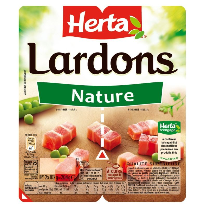 HERTA Cubos de Bacon Nature 2 x 102 g