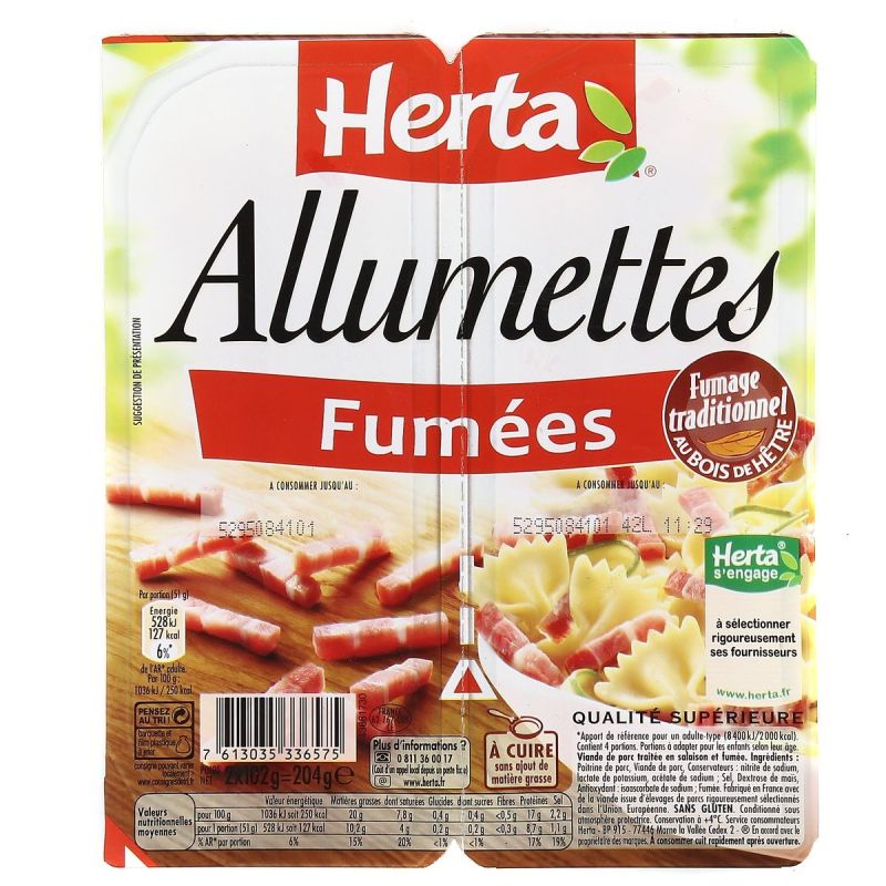 HERTA Allumettes Fumées 2 x 102 g