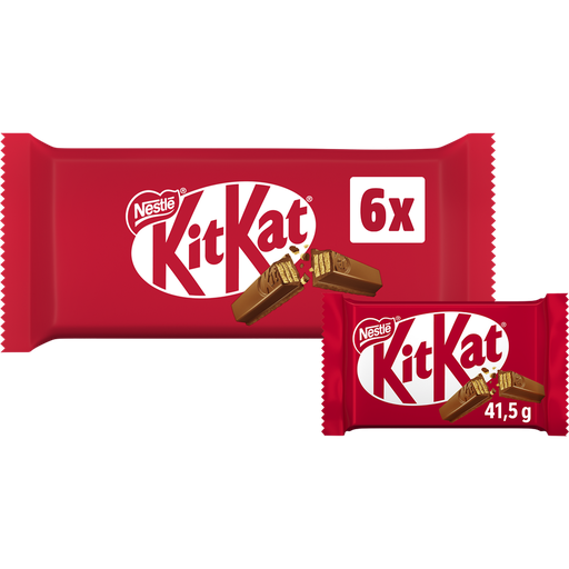 [7613035365896] KITKAT Barras de bolacha com chocolate de leite 6 x 41,5 g