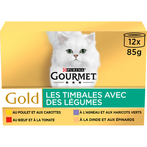 [7613035464261] GOURMET Gold Les Timbales Paté de Carne y Verduras para Gato 12 latas de 85 g