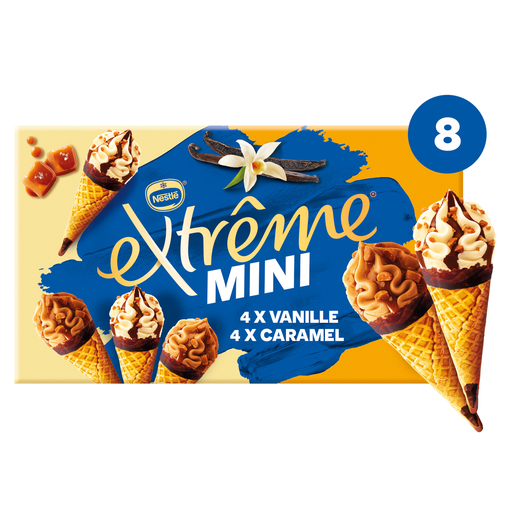 [7613035468566] EXTREME Helados Conos Caramelo Salado y Vainilla Almendras Caramelizadas 312 g