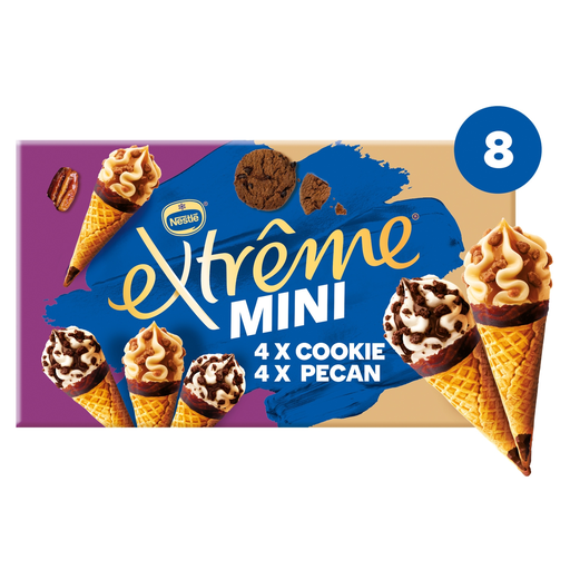 [7613035468597] EXTREME Ice Cream Mini Cones Cookie and Pecan 312 g