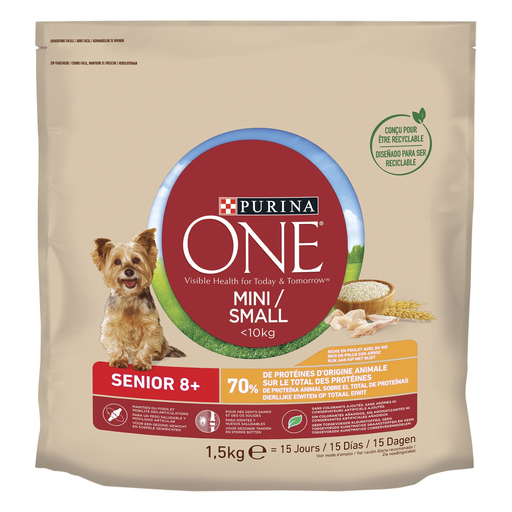 [7613035558489] PURINA ONE Croquetas para perro senior 8+ con pollo 1,5 kg