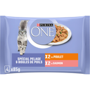 PURINA ONE Comida Húmida Gato Adulto Pelagem e Bolas de Pelo Frango Salmão 340g