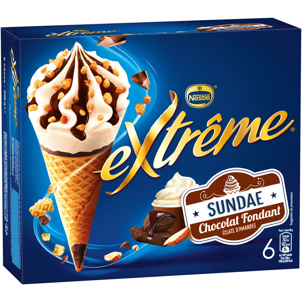 EXTREME Glaces chocolat fondant éclat d'amandes 396 g