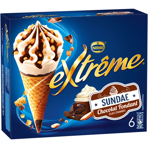 [7613035870307] EXTREME Gelados chocolate fondant pedaços de amêndoa 396 g
