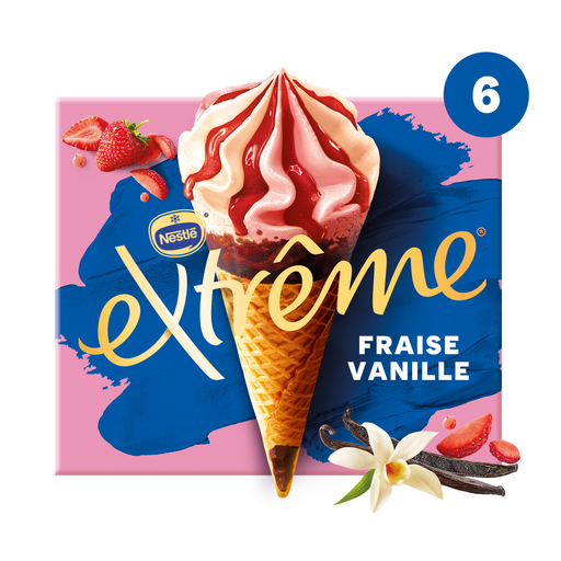 [7613035888265] EXTREME L'Original Helado Fresa Vainilla Salsa Frutos Rojos 6 Conos 426 g