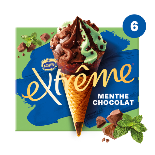[7613035892811] EXTREME Mint Chocolate Cones with Chocolate Chips 6 x 71 g