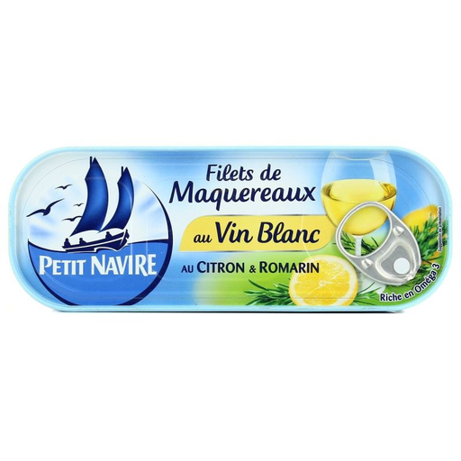[3019080040148] P.NAVIRE P'TIT Small Mackerel Fillets White Wine Lemon And Rosemary 175g
